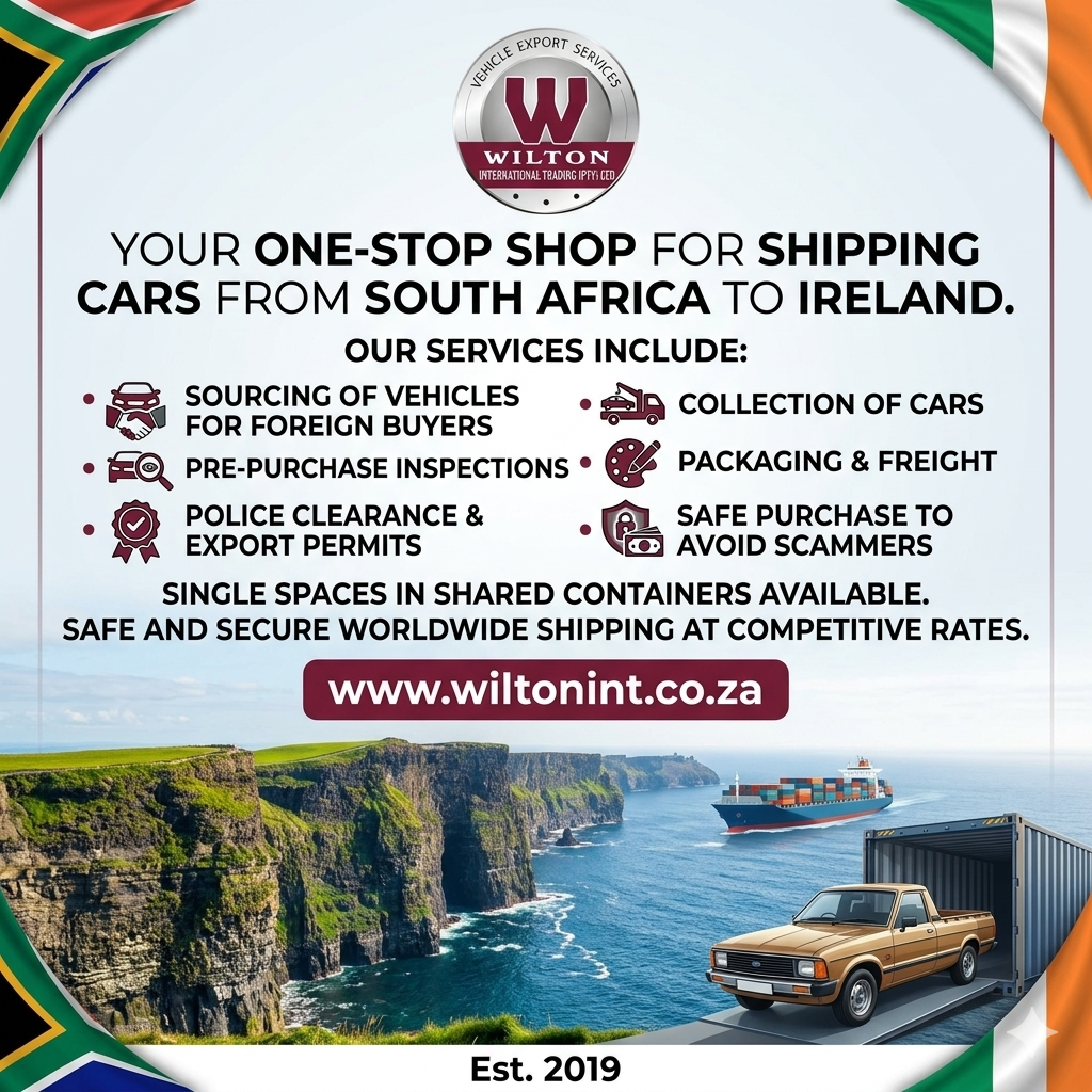 Shipping of vehicles from South Africa to Ireland