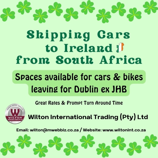  Shipping of vehicles from South Africa to Ireland